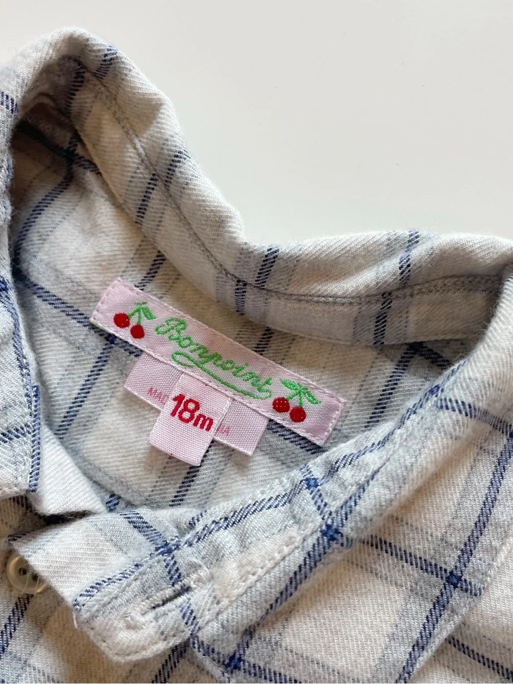 Bonpoint Plaid Flannel Shirt & Blue Pants | Size 18m
